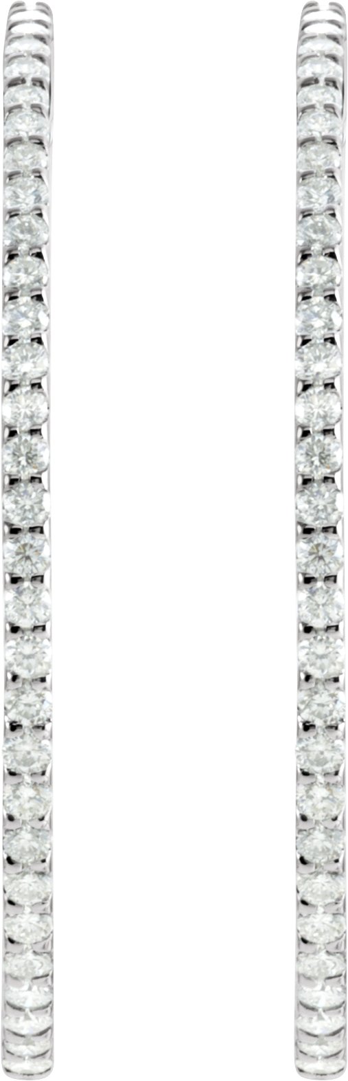 14K Gold Round Natural Diamond Inside-Outside Hoop Earrings III - view 3