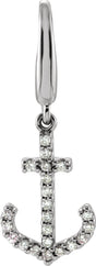 14K Gold Round Natural Diamond Accented Anchor Pendant