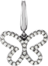 14K Gold Round Natural Diamond Butterfly Pendant