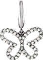14K Gold Round Natural Diamond Butterfly Pendant
