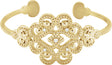 14K Gold Round Natural Diamond Accented Granulated Cuff Bracelet