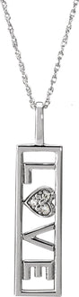 14K Gold Round Natural Diamond Accented Love Necklace - White Gold
