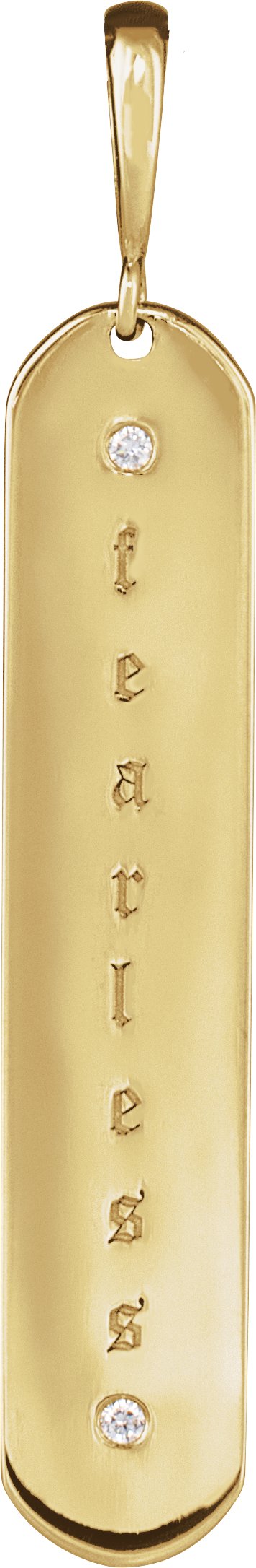14K Gold Round Natural Diamond Engravable Accented Bar Necklace or Pendant - Yellow Gold - view 3