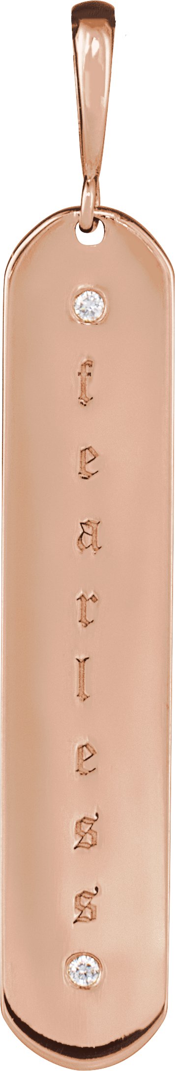 14K Gold Round Natural Diamond Engravable Accented Bar Necklace or Pendant - Rose Gold - view 3