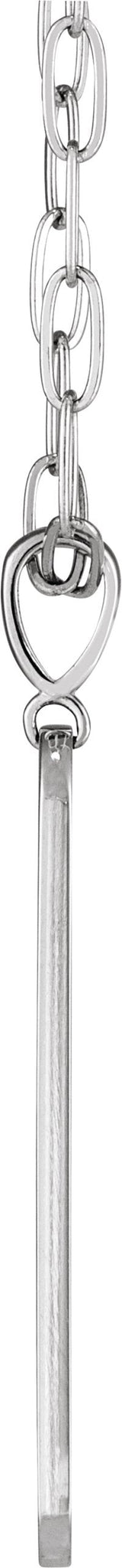 14K Gold Round Natural Diamond Engravable Accented Bar Necklace or Pendant - White Gold - view 2