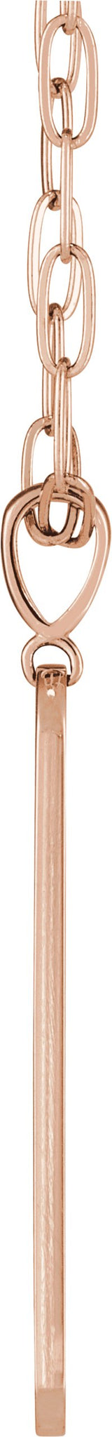 14K Gold Round Natural Diamond Engravable Accented Bar Necklace or Pendant - Rose Gold - view 2