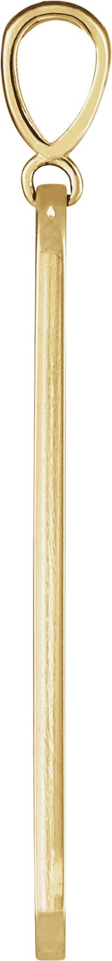 14K Gold Round Natural Diamond Engravable Accented Bar Necklace or Pendant - Yellow Gold - view 2