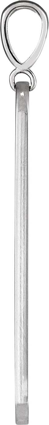 Platinum Round Natural Diamond Engravable Accented Bar Necklace or Pendant - view 2