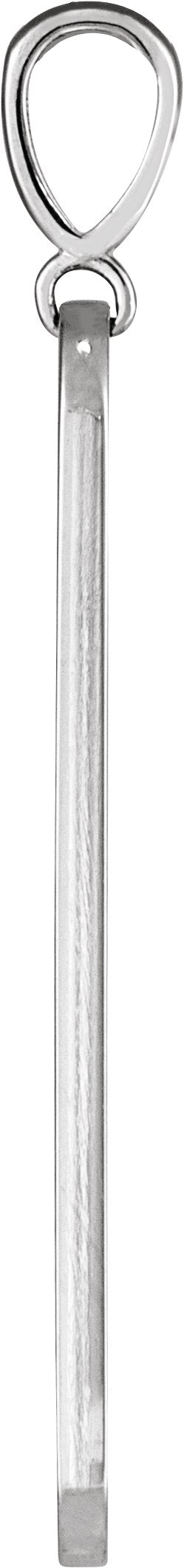Platinum Round Natural Diamond Engravable Accented Bar Necklace or Pendant - view 2