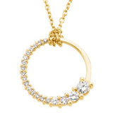 14K Gold Round Natural Diamond Journey Necklace
