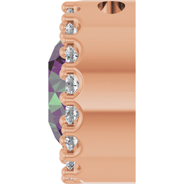 14K Gold Round Lab-Grown Alexandrite Halo-Style Pendant - Rose Gold - view 3