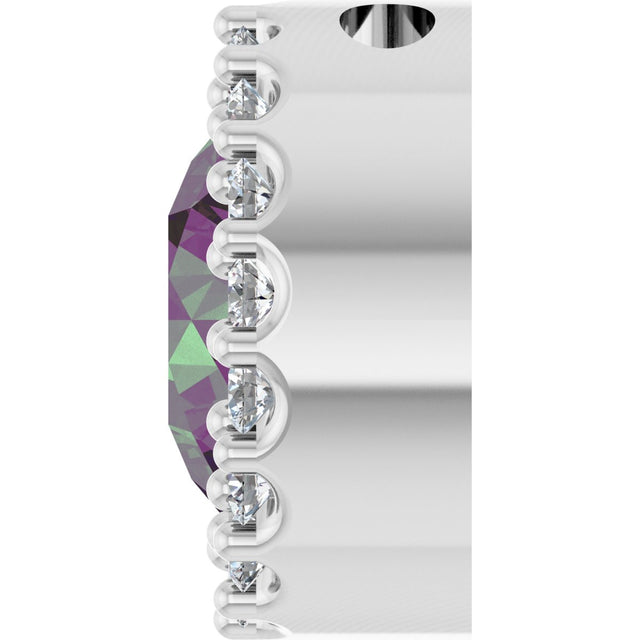14K Gold Round Lab-Grown Alexandrite Halo-Style Pendant - White Gold - view 3