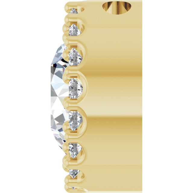 14K Gold Round Natural White Sapphire Halo-Style Pendant - Yellow Gold - view 3