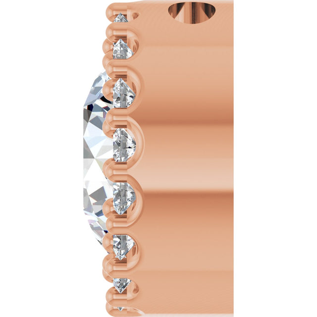 14K Gold Round Natural White Sapphire Halo-Style Pendant - Rose Gold - view 3
