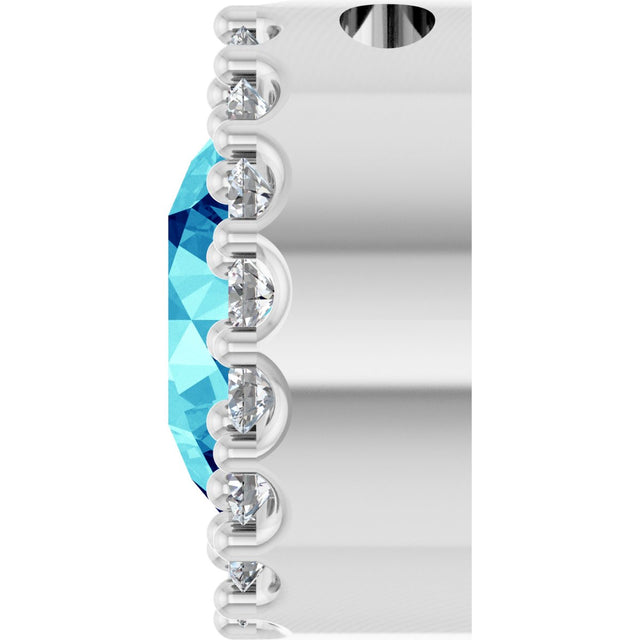 Platinum Round Natural Blue Zircon Halo-Style Pendant - view 3
