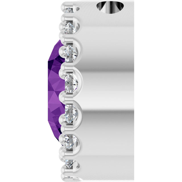 Platinum Round Natural Amethyst Halo-Style Pendant - view 3