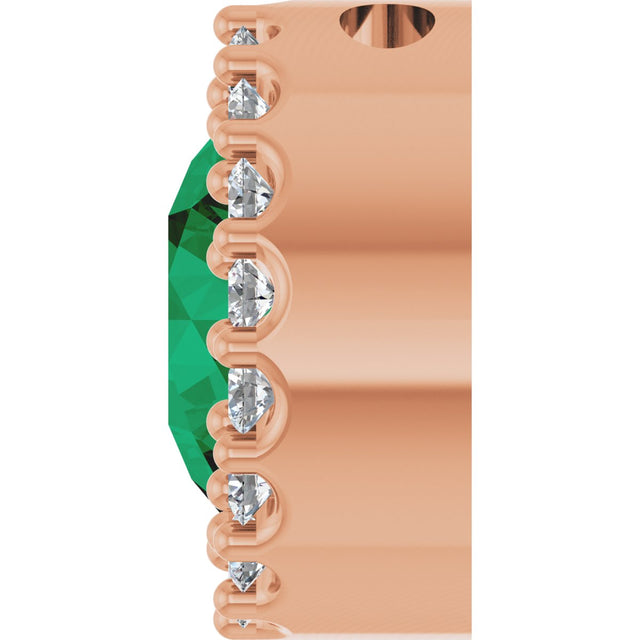 14K Gold Round Natural Emerald Halo-Style Pendant – up to 0.08 CTW - Rose Gold - view 3