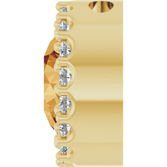 14K Gold Round Natural Citrine Halo-Style Pendant - Yellow Gold - view 3
