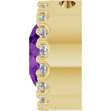 14K Gold Round Natural Amethyst Halo-Style Pendant - Yellow Gold - view 3