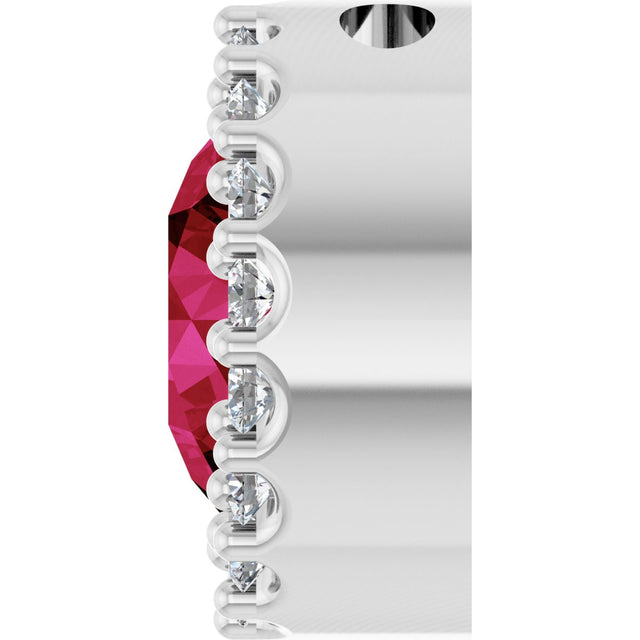 Platinum Round Lab-Grown Ruby Halo-Style Pendant – up to 0.08 CTW - view 3
