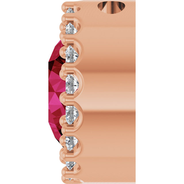 14K Gold Round Lab-Grown Ruby Halo-Style Pendant – up to 0.08 CTW - Rose Gold - view 3