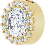 14K Gold Round Natural White Sapphire Halo-Style Pendant - Yellow Gold - view 2