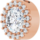 14K Gold Round Natural White Sapphire Halo-Style Pendant - Rose Gold - view 2