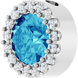 Platinum Round Natural Blue Zircon Halo-Style Pendant - view 2