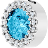 Platinum Round Natural Aquamarine Halo-Style Pendant - view 2