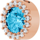 14K Gold Round Natural Aquamarine Halo-Style Pendant - Rose Gold - view 2