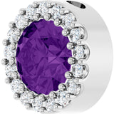 Platinum Round Natural Amethyst Halo-Style Pendant - view 2