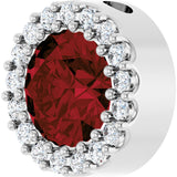 Platinum Round Natural Mozambique Garnet Halo-Style Pendant - view 2