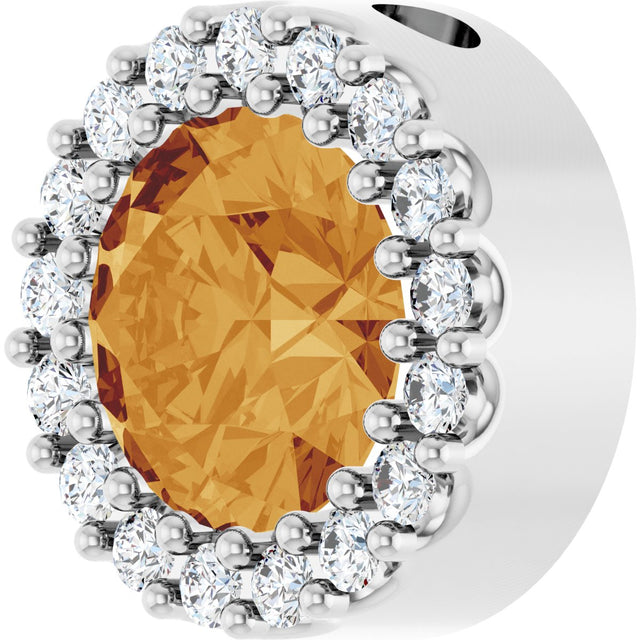 Platinum Round Natural Citrine Halo-Style Pendant - view 2