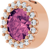 14K Gold Round Natural Pink Tourmaline Halo-Style Pendant - Rose Gold - view 2