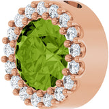 14K Gold Round Natural Peridot Halo-Style Pendant - Rose Gold - view 2