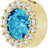 14K Gold Round Natural Blue Zircon Halo-Style Pendant - Yellow Gold - view 2