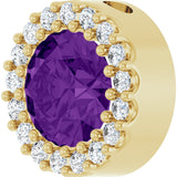 14K Gold Round Natural Amethyst Halo-Style Pendant - Yellow Gold - view 2