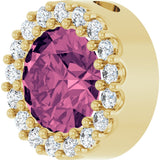 14K Gold Round Natural Pink Tourmaline Halo-Style Pendant - Yellow Gold - view 2