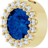 14K Gold Round Natural Blue Sapphire Halo-Style Pendant – up to 0.08 CTW - Yellow Gold - view 2