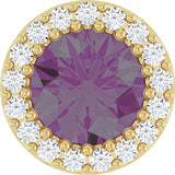 14K Gold Round Lab-Grown Alexandrite Halo-Style Pendant - Yellow Gold