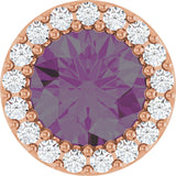 14K Gold Round Lab-Grown Alexandrite Halo-Style Pendant - Rose Gold