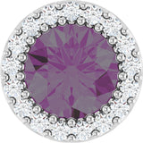14K Gold Round Lab-Grown Alexandrite Halo-Style Pendant - White Gold