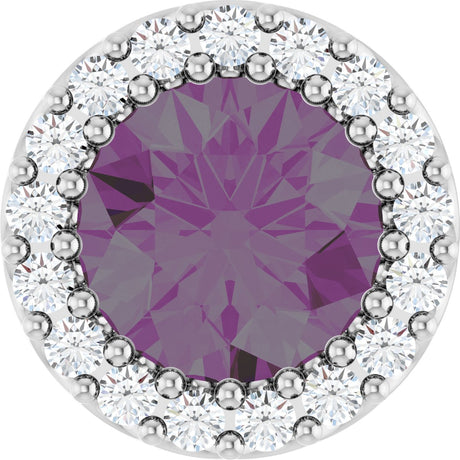 Platinum Round Lab-Grown Alexandrite Halo-Style Pendant