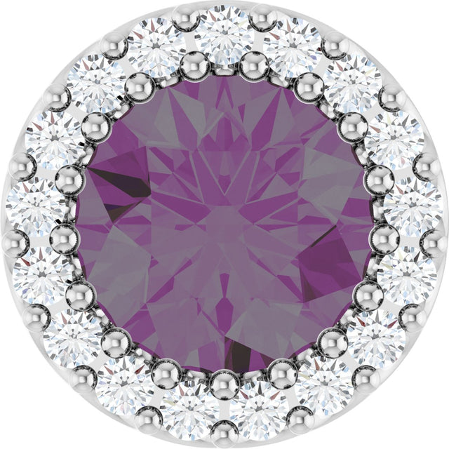 Platinum Round Lab-Grown Alexandrite Halo-Style Pendant