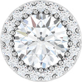 Platinum Round Natural White Sapphire Halo-Style Pendant