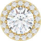 14K Gold Round Natural White Sapphire Halo-Style Pendant - Yellow Gold