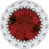 14K Gold Round Natural Mozambique Garnet Halo-Style Pendant - White Gold