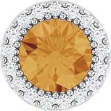 Platinum Round Natural Citrine Halo-Style Pendant