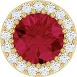 14K Gold Round Lab-Grown Ruby Halo-Style Pendant – up to 0.08 CTW - Yellow Gold
