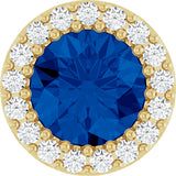 14K Gold Round Lab-Grown Blue Sapphire Halo-Style Pendant – up to 1/10 CTW - Yellow Gold